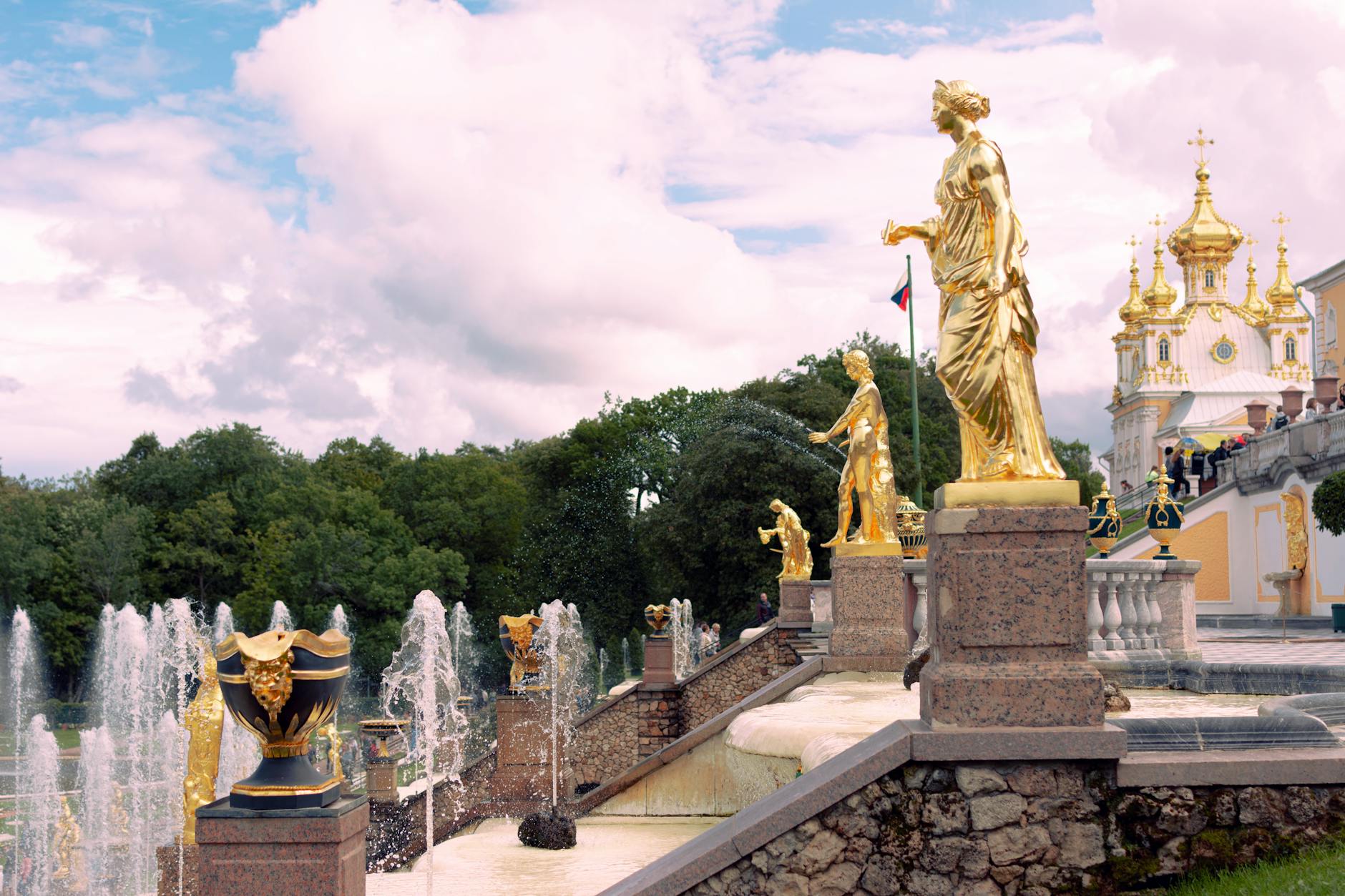 Day 4 (St. Petersburg): Peterhof Gardens, Grand Palace, and Fountain Views